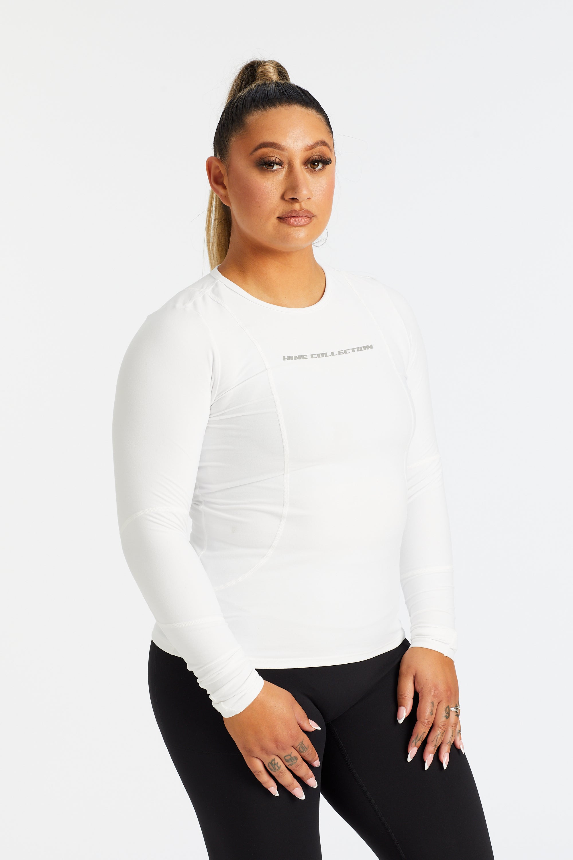 HINE LONG SLEEVE TRAINING TOP - WHITE