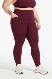 STAPLE W/ POCKET FULL LENGTH LEGGINGS BURGUNDY