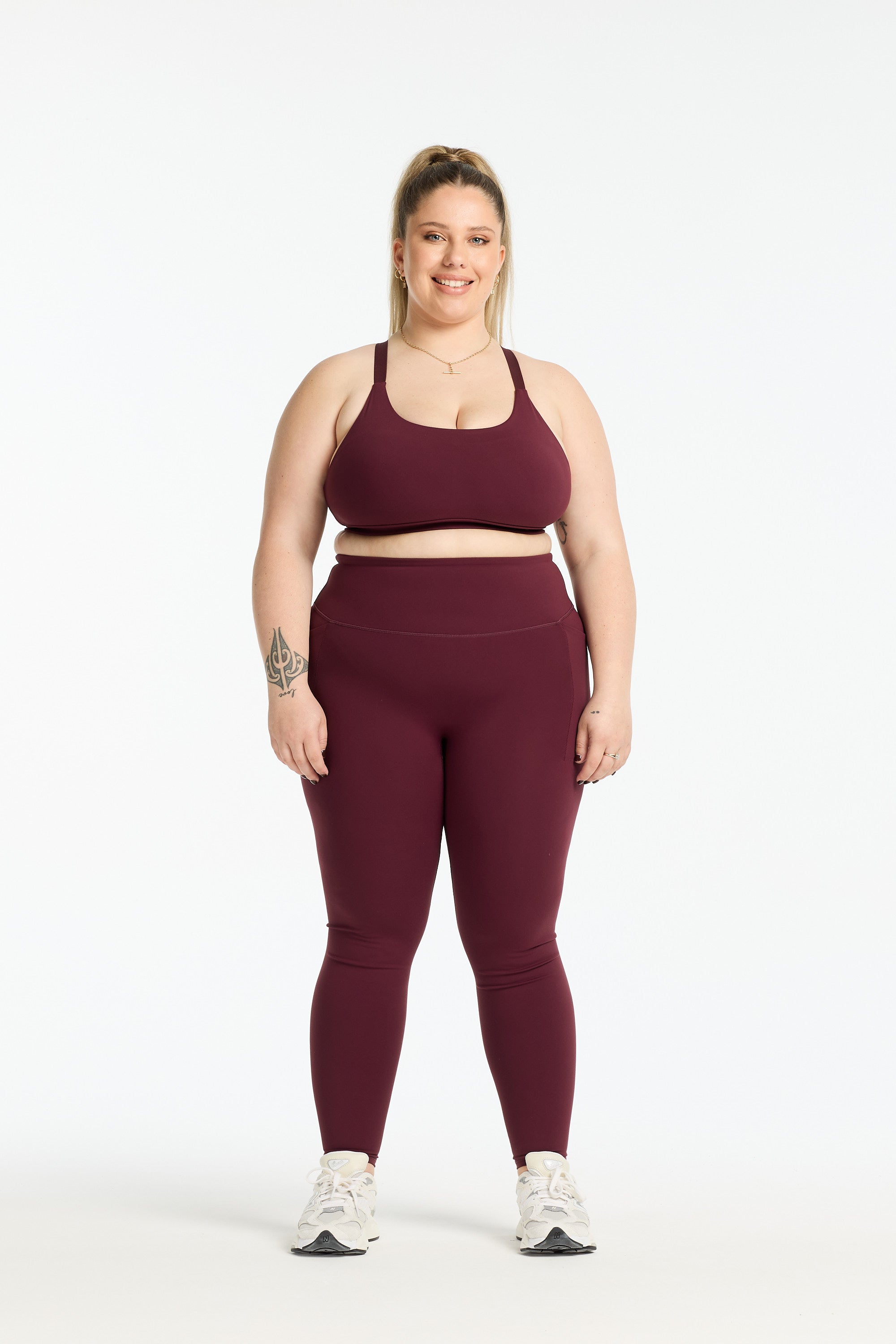 STAPLE W/ POCKET FULL LENGTH LEGGINGS BURGUNDY