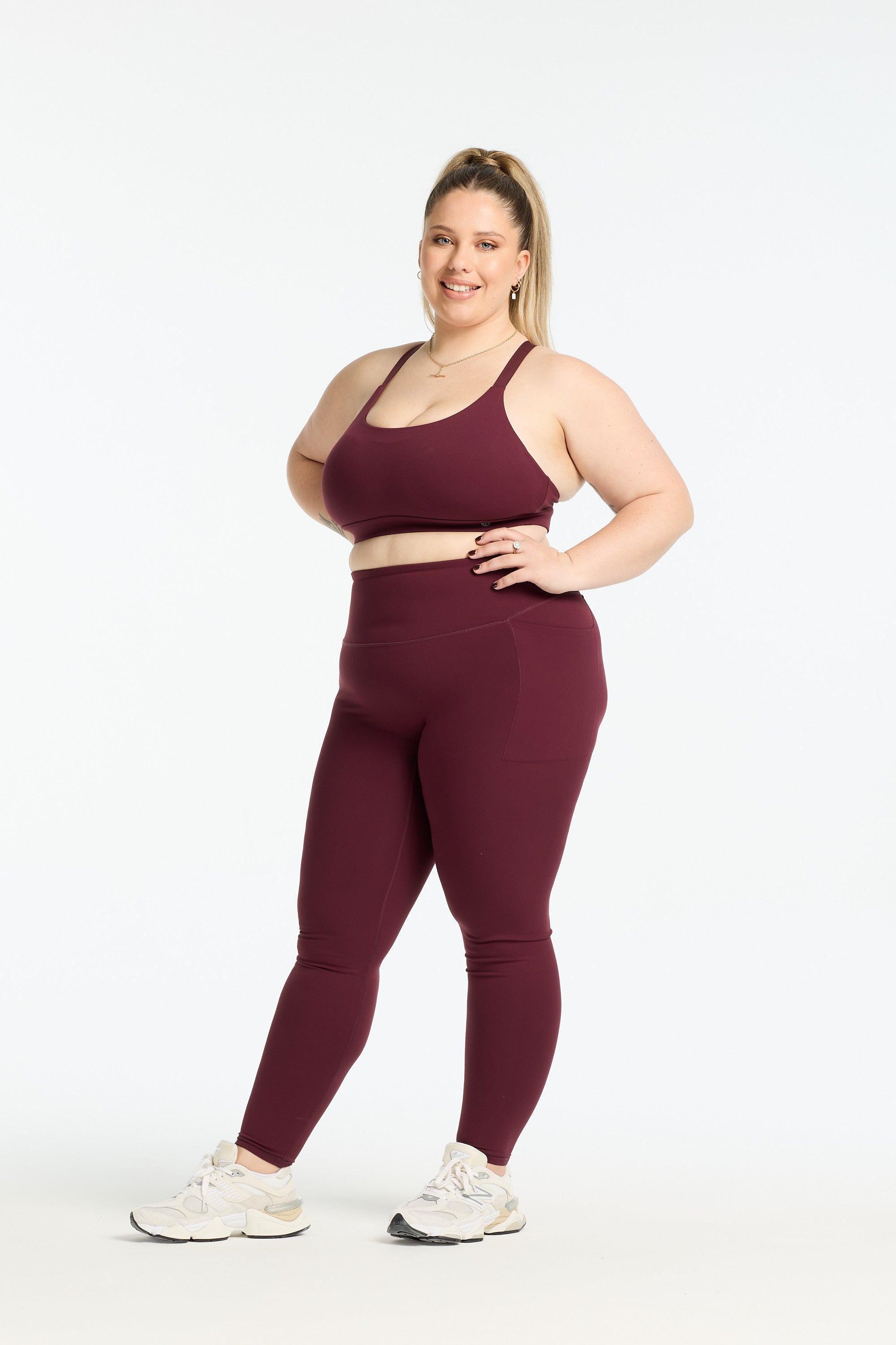 STAPLE W/ POCKET FULL LENGTH LEGGINGS BURGUNDY