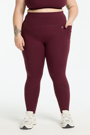 MOVEMENT W/ NO FRONT SEAM FULL LENGTH LEGGINGS BURGUNDY