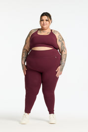 MOVEMENT W/ NO FRONT SEAM FULL LENGTH LEGGINGS BURGUNDY