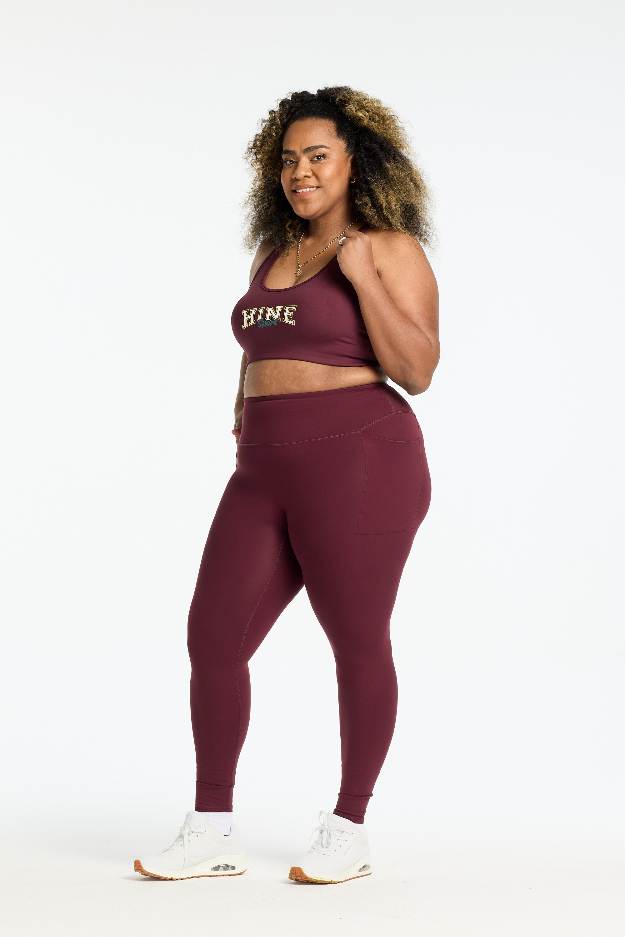 STAPLE W/ POCKET FULL LENGTH LEGGINGS BURGUNDY