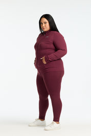 STAPLE W/ POCKET FULL LENGTH LEGGINGS BURGUNDY