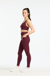 MOVEMENT W/ NO FRONT SEAM FULL LENGTH LEGGINGS BURGUNDY