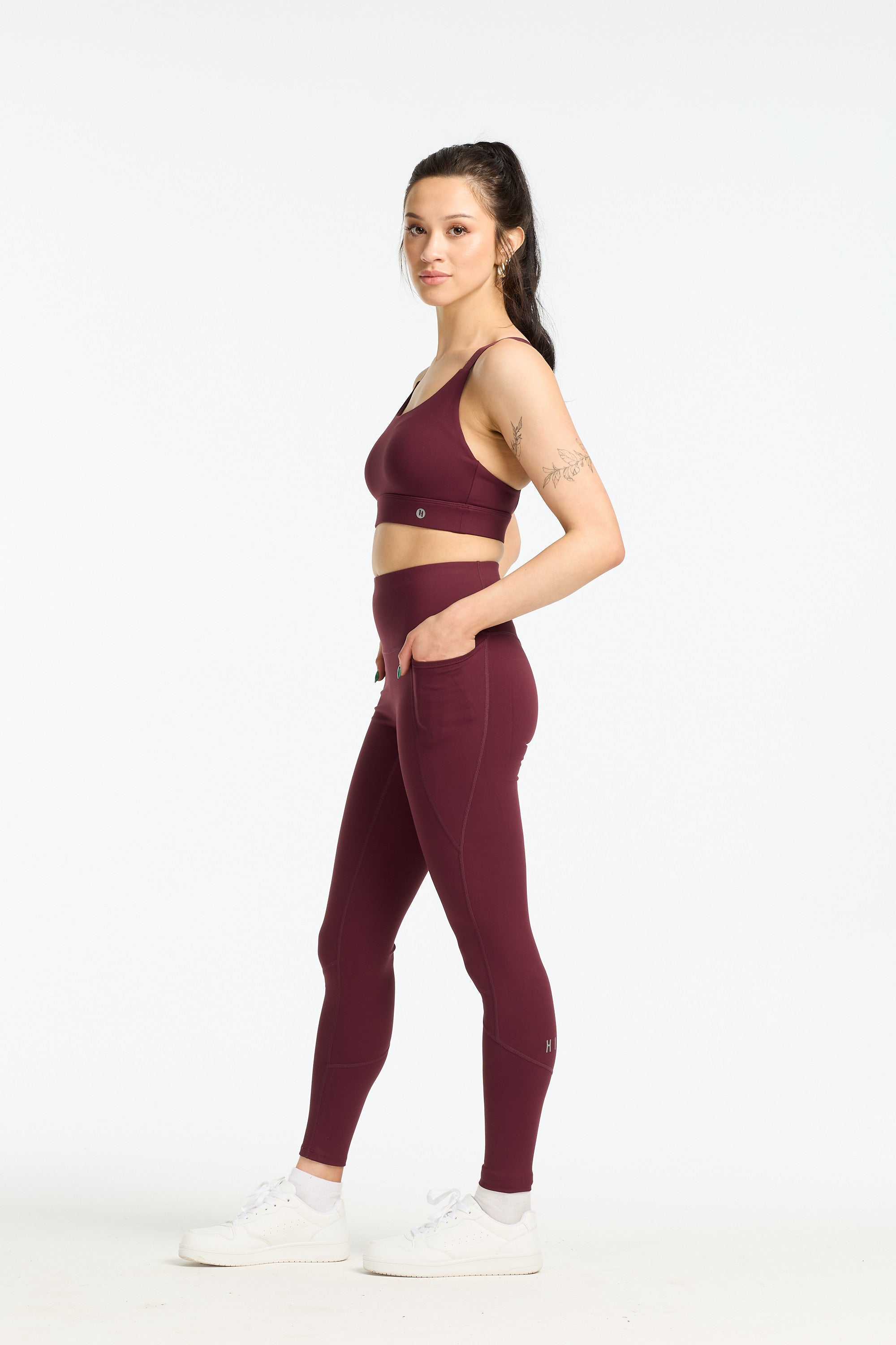 MOVEMENT W/ NO FRONT SEAM FULL LENGTH LEGGINGS BURGUNDY