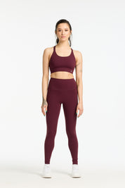 STAPLE W/ POCKET FULL LENGTH LEGGINGS BURGUNDY