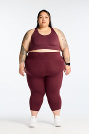 MOVEMENT W/ NO FRONT SEAM 7/8 LEGGINGS BURGUNDY