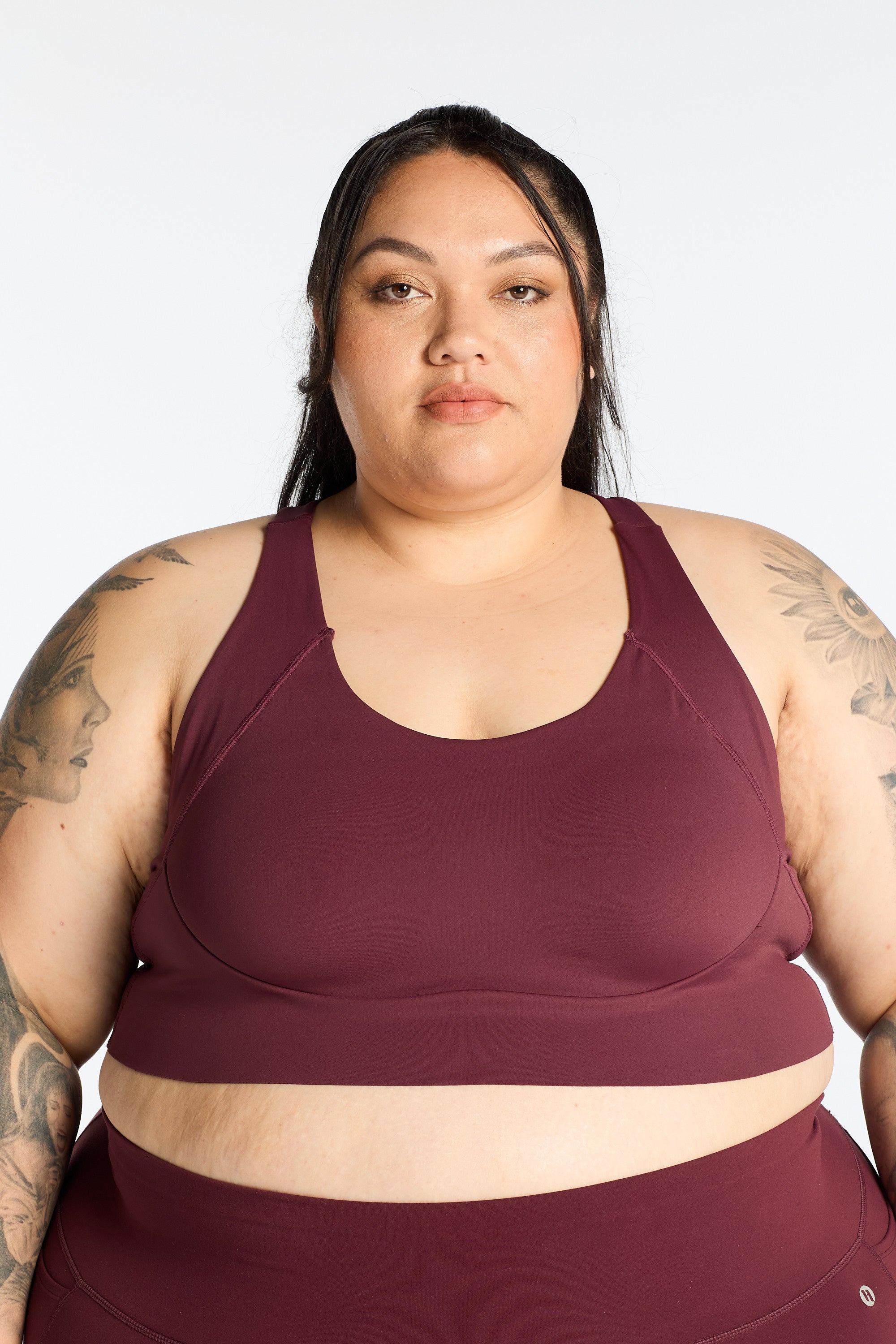 CURVED BUILT-IN SPORTS BRA BURGUNDY