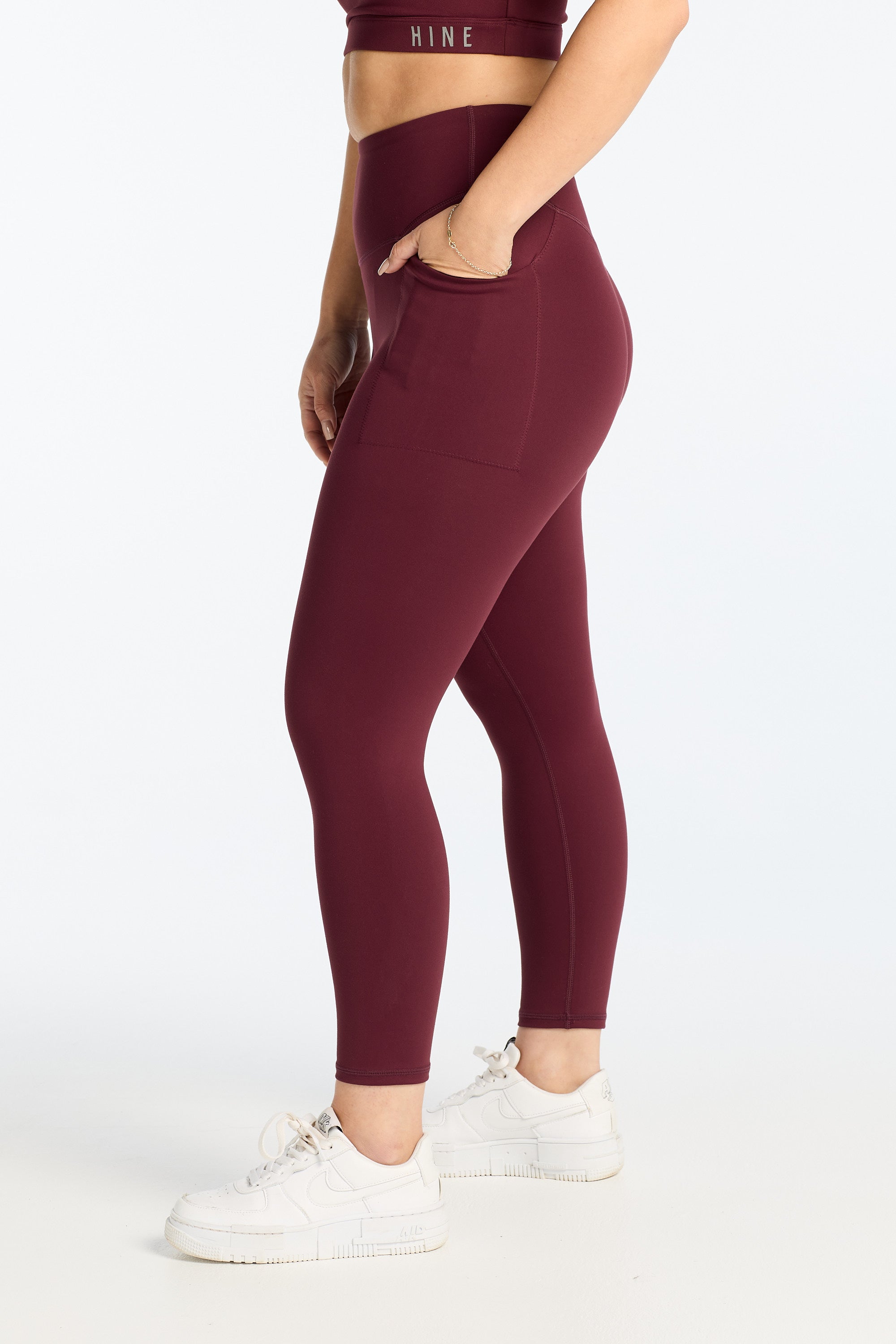 STAPLE W/ POCKET 7/8 LEGGINGS BURGUNDY