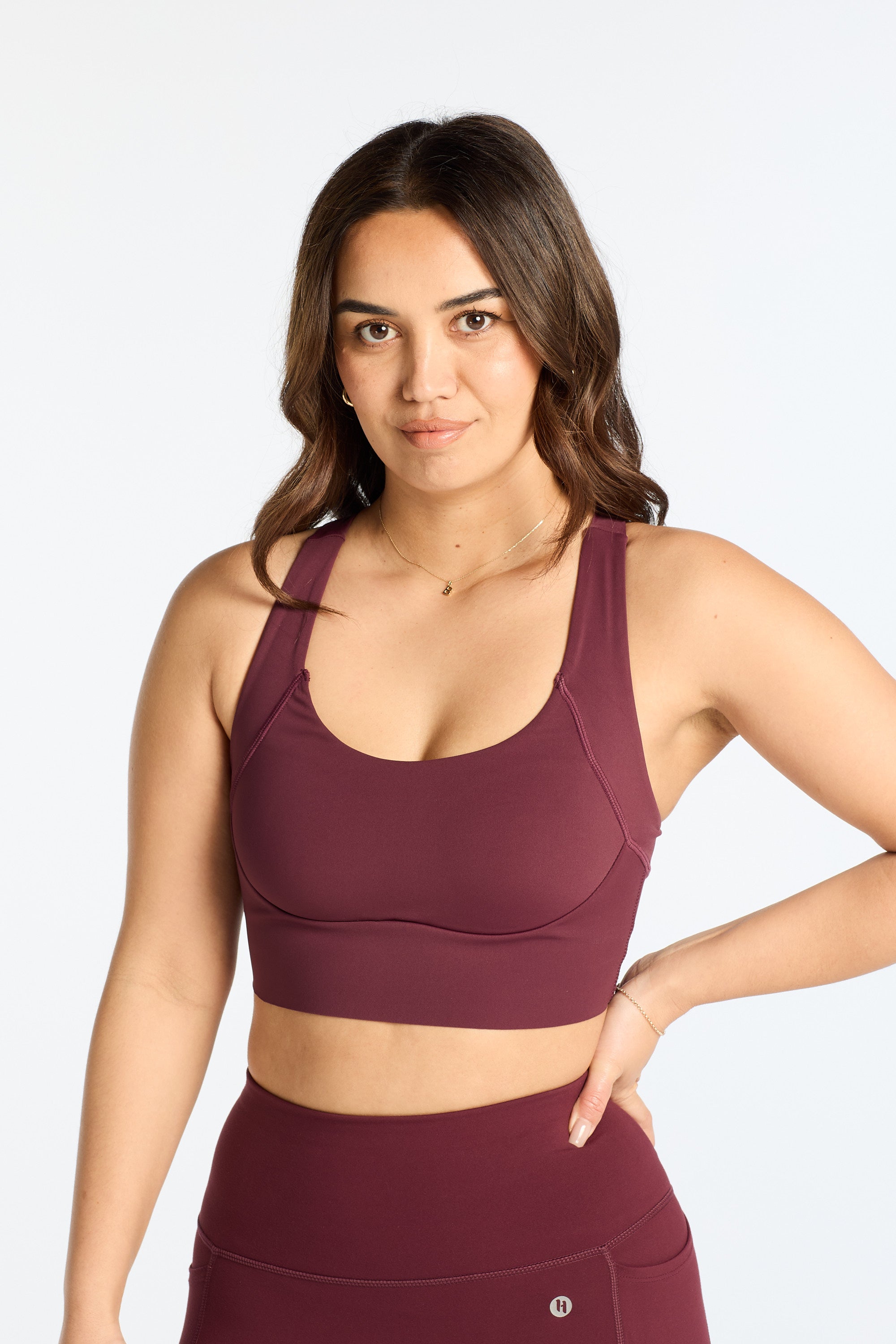 CURVED BUILT-IN SPORTS BRA BURGUNDY