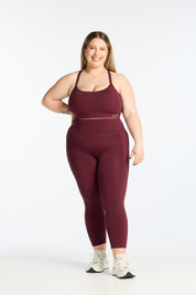 STAPLE W/ POCKET 7/8 LEGGINGS BURGUNDY