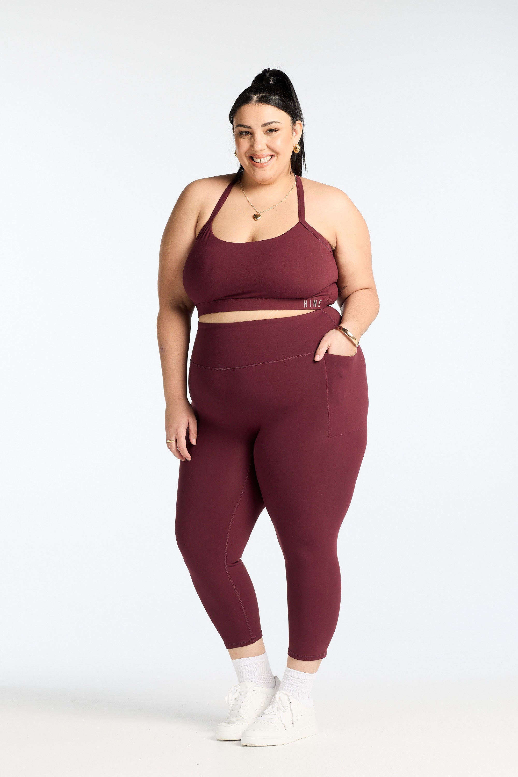 STAPLE W/ POCKET 7/8 LEGGINGS BURGUNDY