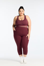 MOVEMENT W/ NO FRONT SEAM 7/8 LEGGINGS BURGUNDY