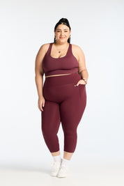 MOVEMENT W/ NO FRONT SEAM 7/8 LEGGINGS BURGUNDY