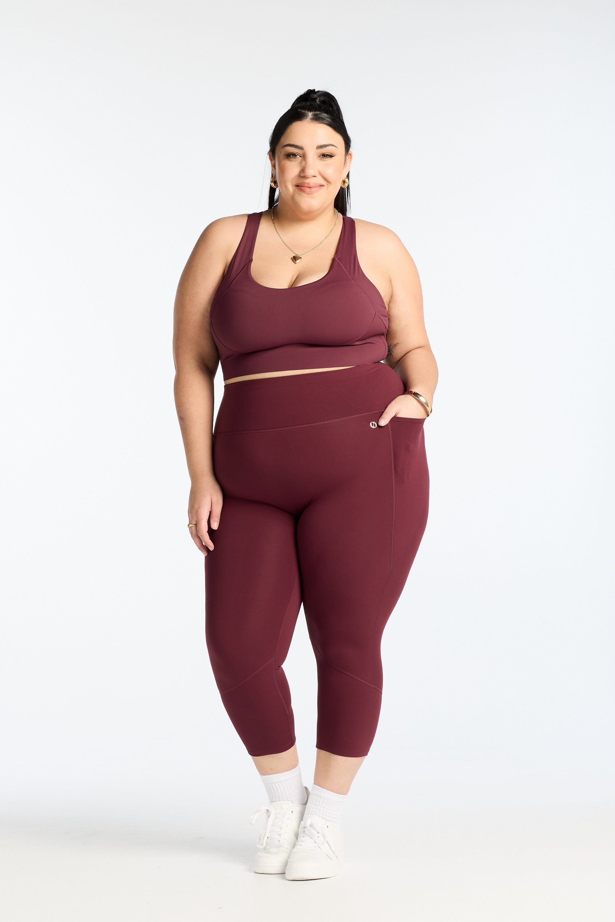 MOVEMENT W/ NO FRONT SEAM 7/8 LEGGINGS BURGUNDY