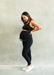 RIBBED MATERNITY FULL LENGTH LEGGING ONYX