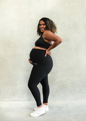 RIBBED MATERNITY FULL LENGTH LEGGING ONYX