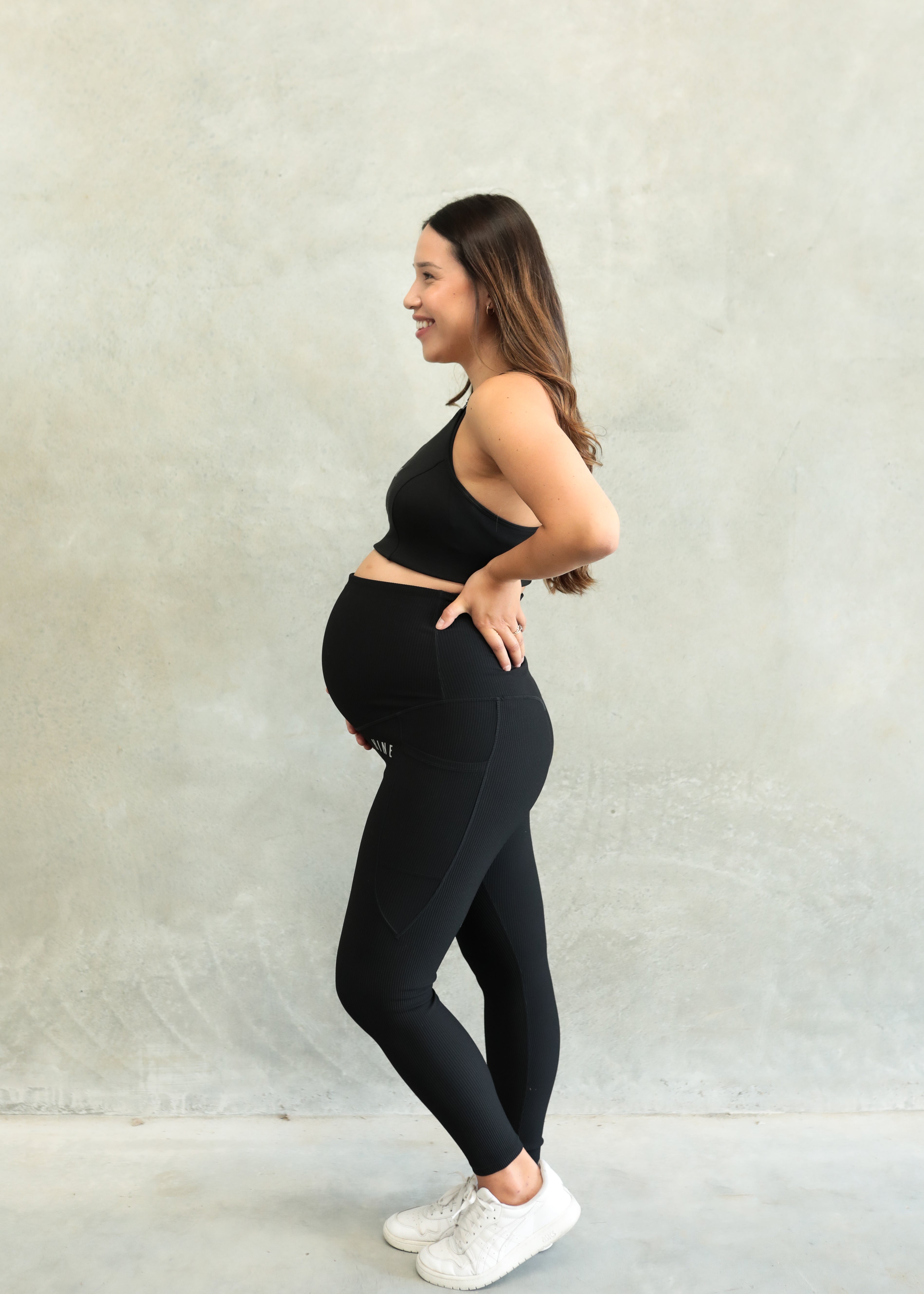 RIBBED MATERNITY FULL LENGTH LEGGING ONYX