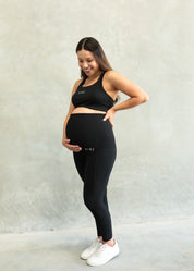 RIBBED MATERNITY FULL LENGTH LEGGING ONYX