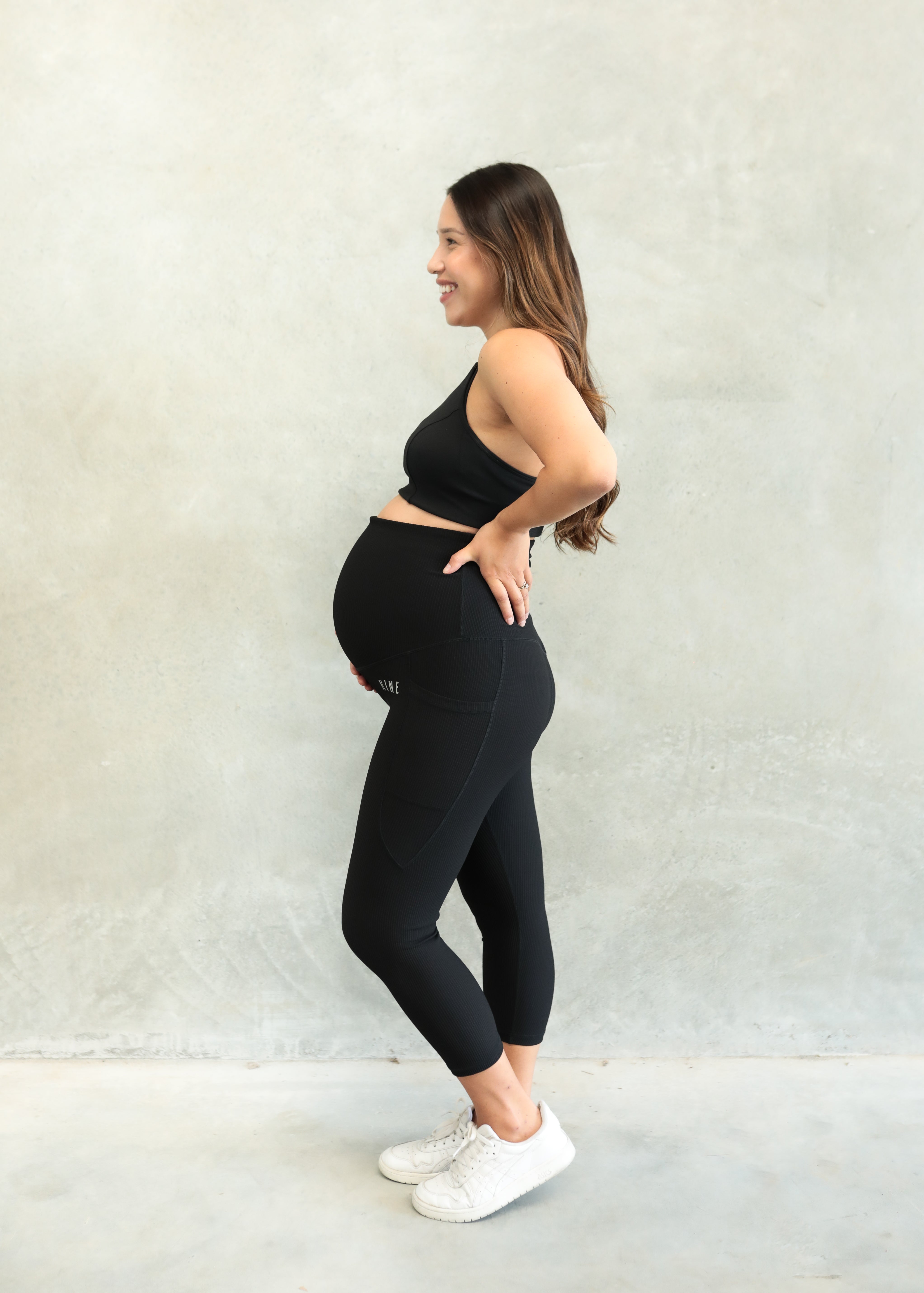 RIBBED MATERNITY 7/8 LEGGING ONYX