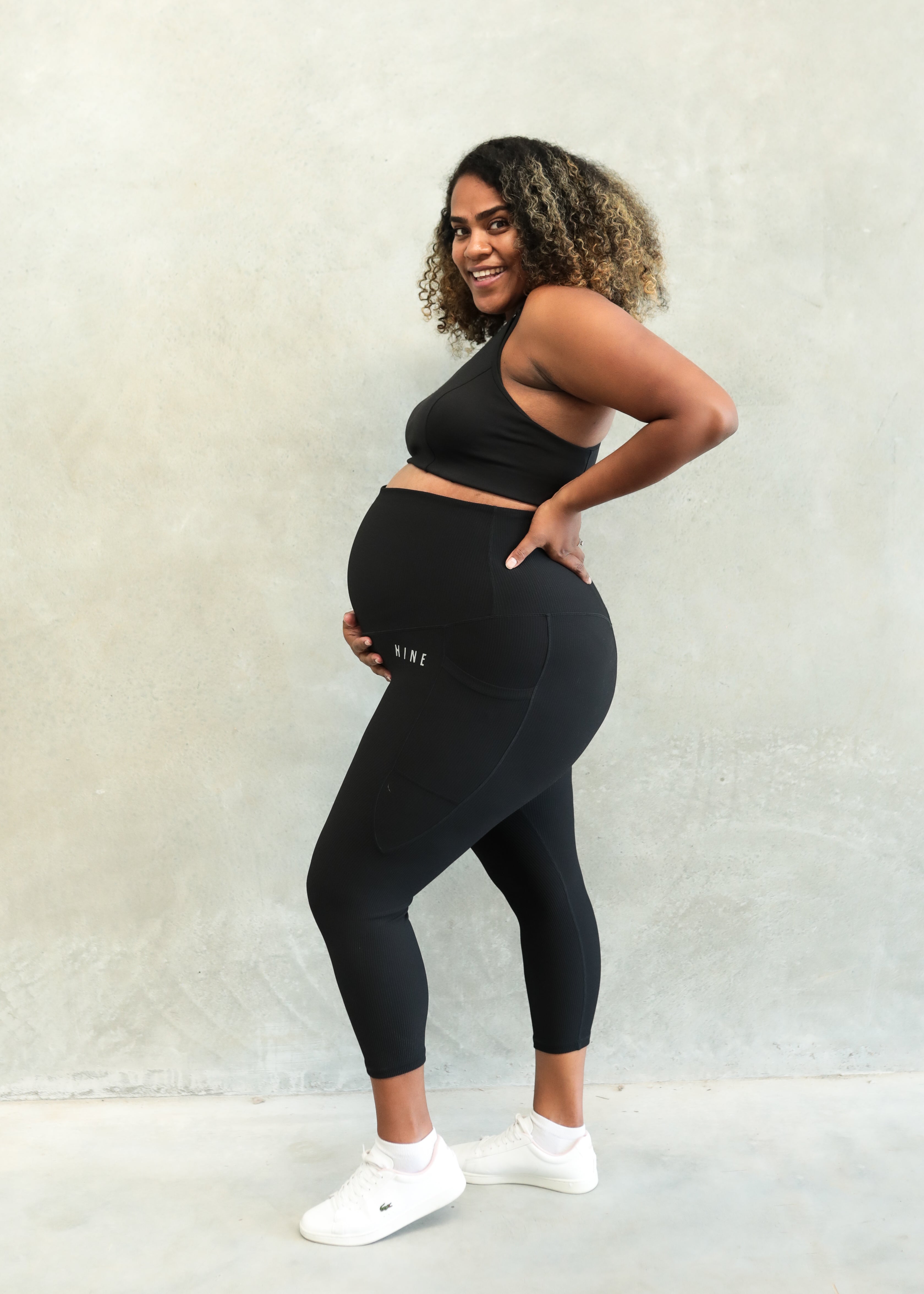 RIBBED MATERNITY 7/8 LEGGING ONYX