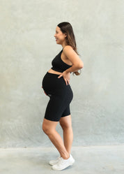 RIBBED MATERNITY BIKE SHORT ONYX