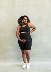 RIBBED MATERNITY BIKE SHORT ONYX