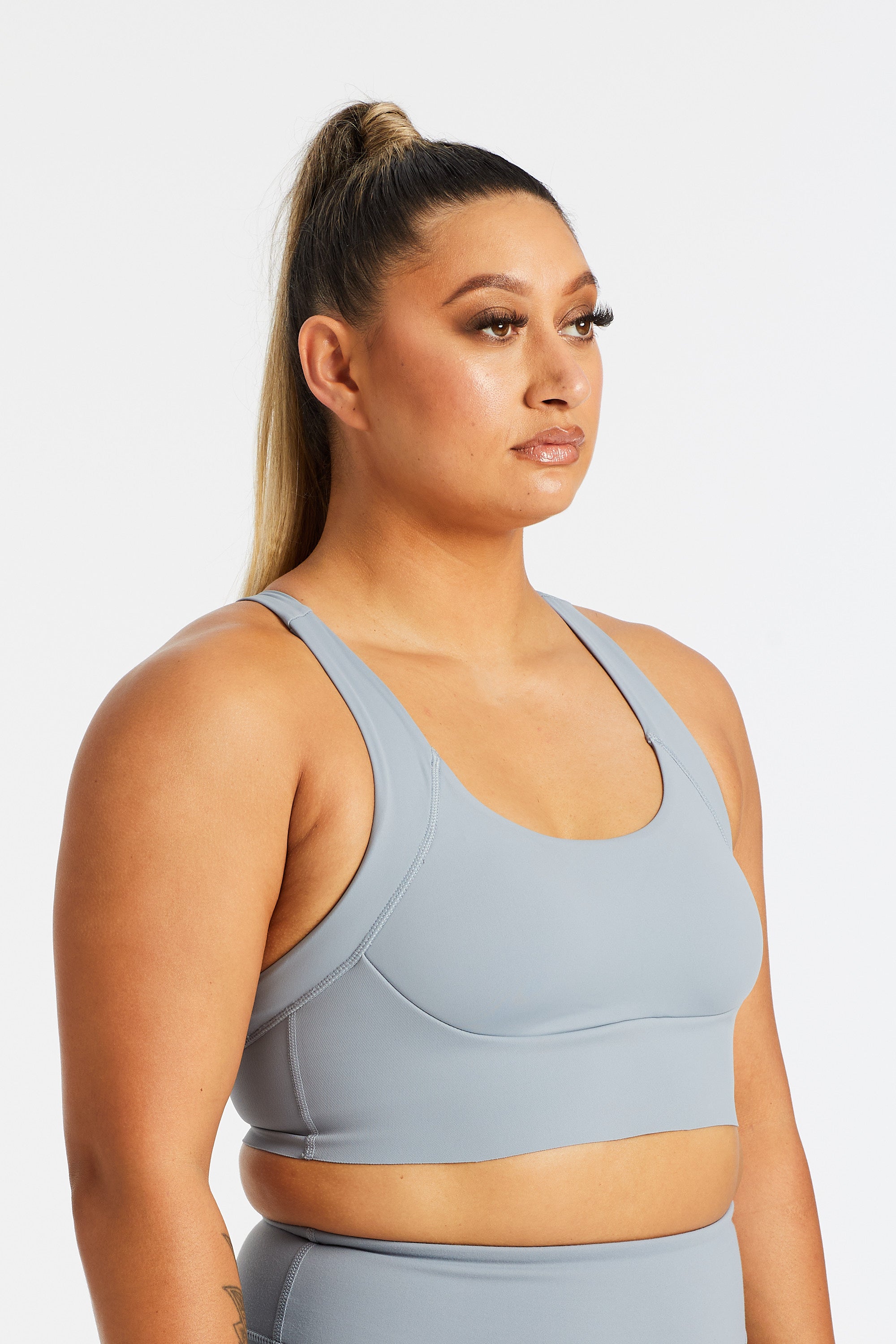 CURVED BUILT-IN BRA DUSTY BLUE