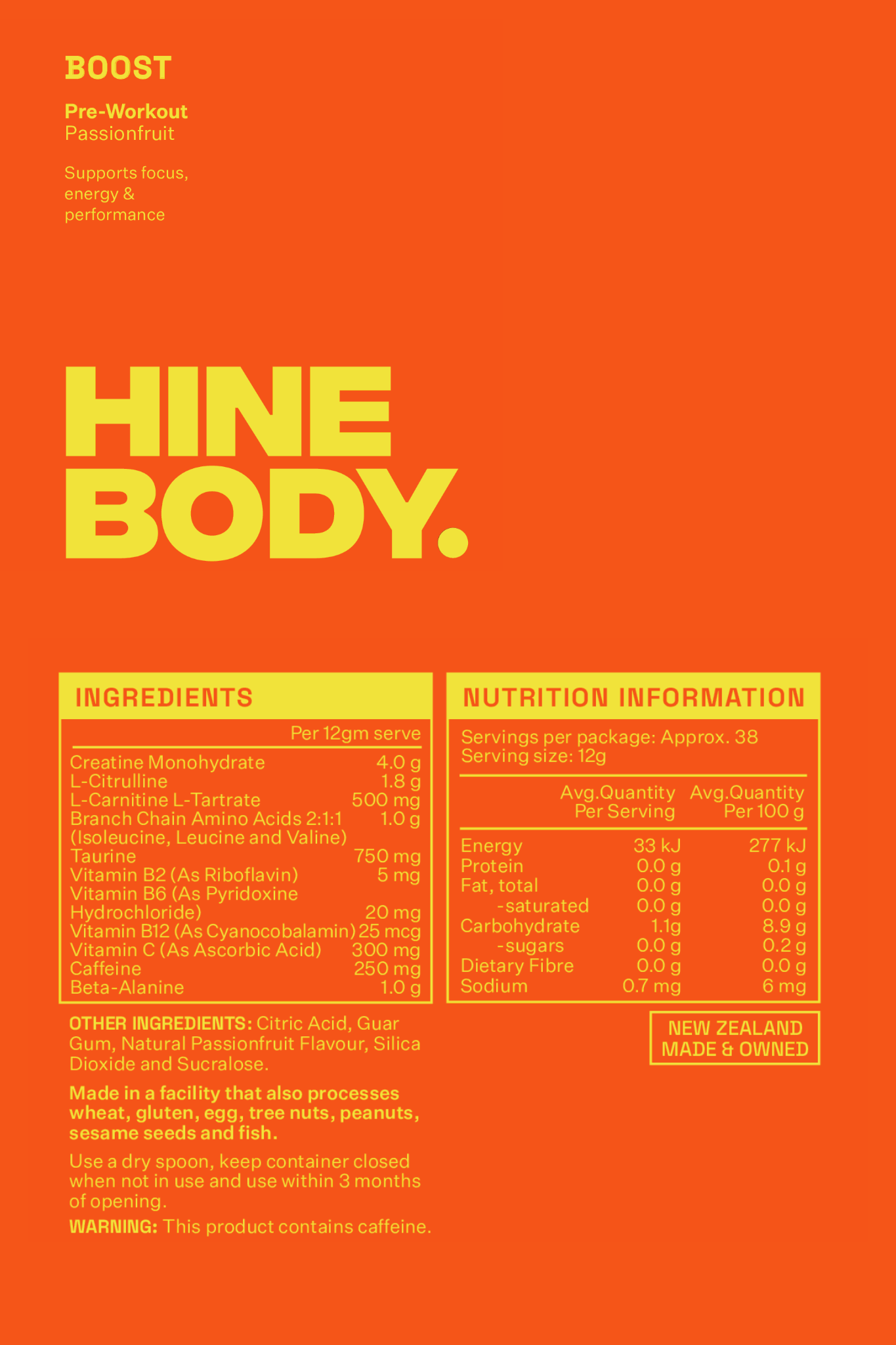 HINE BODY PRE WORKOUT PASSIONFRUIT