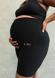 RIBBED MATERNITY BIKE SHORT ONYX