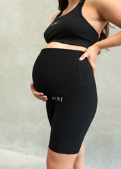 RIBBED MATERNITY BIKE SHORT ONYX